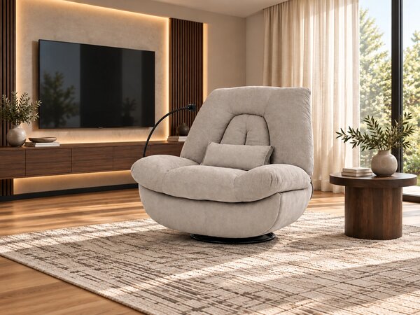 Elektrické polohovací TV křeslo RELAXME - béžová látka