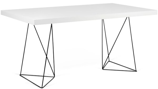 Bílý pracovní stůl TEMAHOME Multi 160 x 90 cm s černou podnoží
