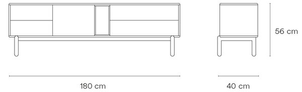 Antracitově šedý lakovaný TV stolek Teulat Corvo 180 x 40 cm