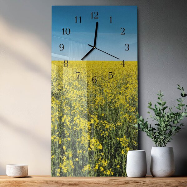 Skleněné hodiny vertikální Pole květin zsppc-30x60-00176860