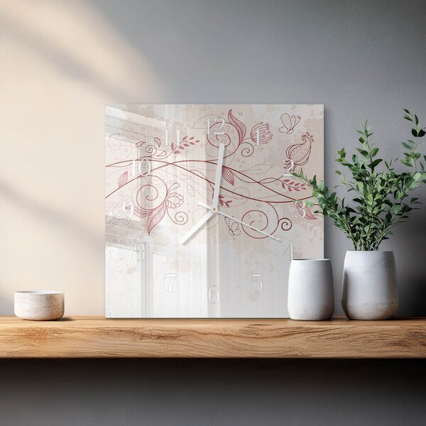 Skleněné hodiny Květinové umění zskb-30x30-00081492