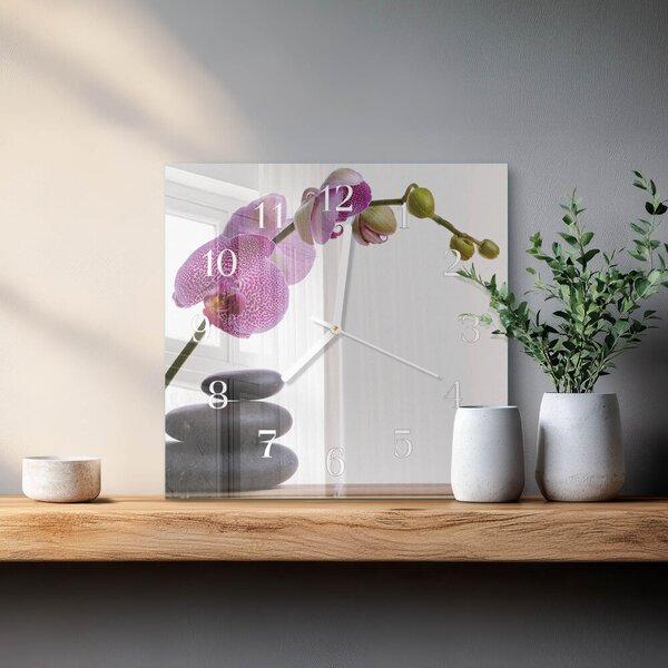 Skleněné hodiny Orchidej zskb-30x30-00079905