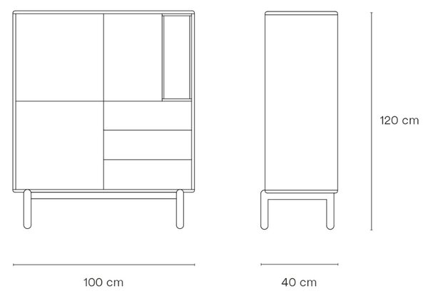 Antracitově šedá lakovaná komoda Teulat Corvo 100 x 40 cm