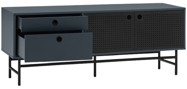 Tmavě modrý lakovaný TV stolek Teulat Punto 140 x 40 cm