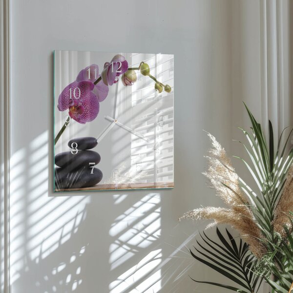 Skleněné hodiny Orchidej zskb-30x30-00079905