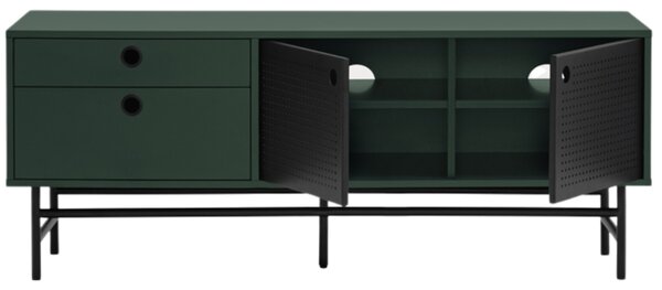 Tmavě zelený lakovaný TV stolek Teulat Punto 140 x 40 cm