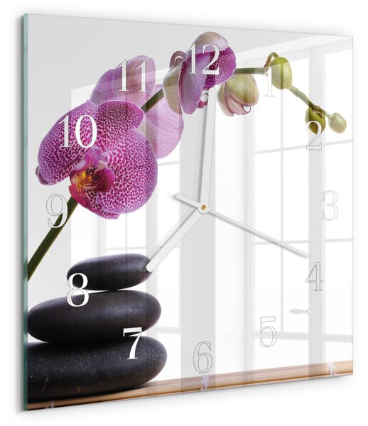 Skleněné hodiny Orchidej zskb-30x30-00079905