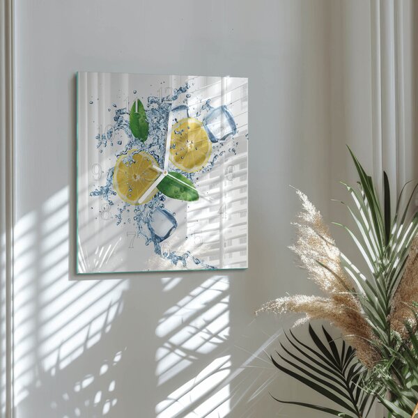 Skleněné hodiny Citronová zskb-30x30-00092932