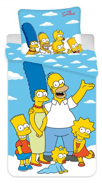 Bavlněné povlečení 140x200+70x90 The Simpsons family Clouds