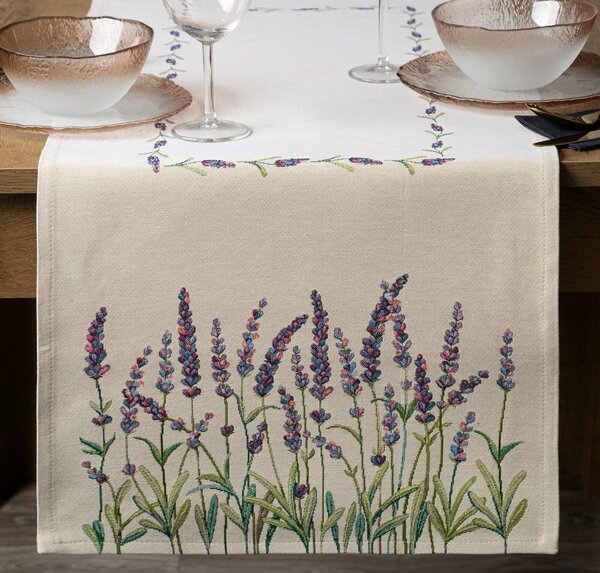 GOBELÍNOVÝ BĚHOUN NA STŮL LAVENDER 40X100 CM VZOROVANÝ