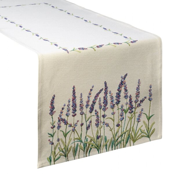 GOBELÍNOVÝ BĚHOUN NA STŮL LAVENDER 40X100 CM VZOROVANÝ