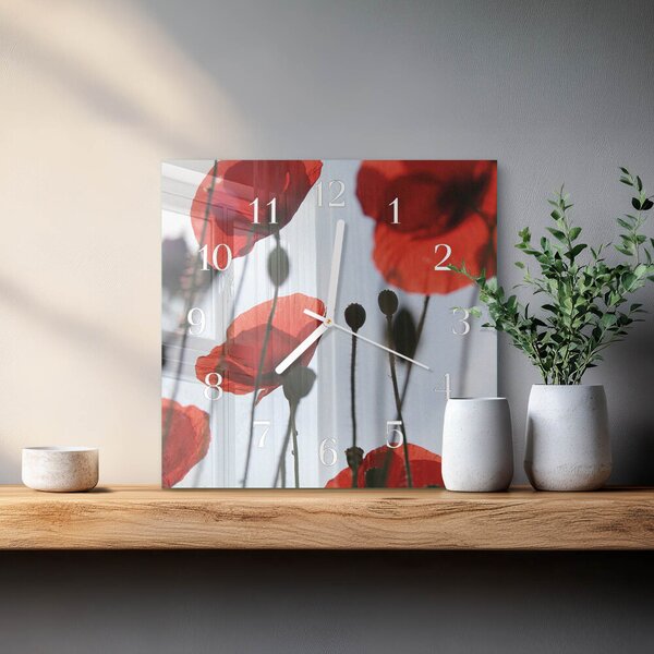 Skleněné hodiny Mák zskb-30x30-00078983