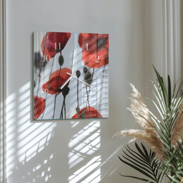 Skleněné hodiny Mák zskb-30x30-00078983