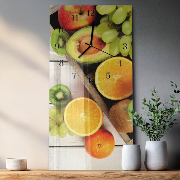 Skleněné hodiny vertikální Ovoce zsppc-30x60-00180109