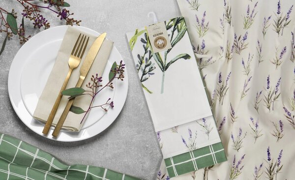 KUCHYŇSKÁ UTĚRKA LAVENDER SADA 3 KS 50X75 CM VZOROVANÉ