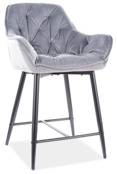 Barová židle Cherry Velvet II, šedá / černá