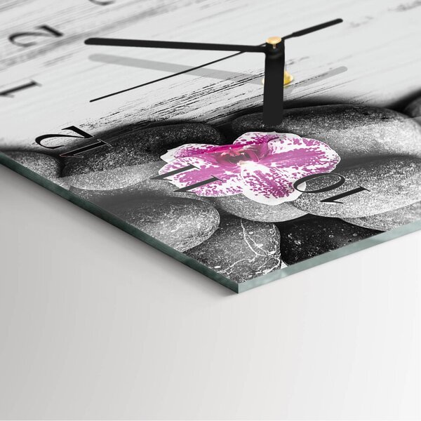 Skleněné hodiny vertikální Orchidejové kameny zsppc-30x60-00181742