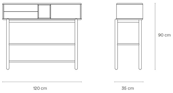 Antracitově šedý lakovaný toaletní stolek Teulat Corvo 120 x 35 cm