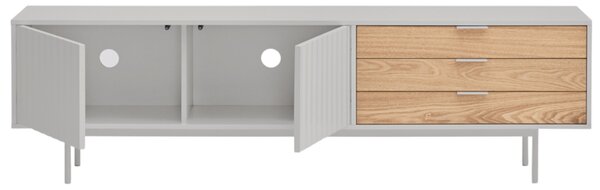 Světle šedý lakovaný TV stolek Teulat Sierra 180 x 40 cm II