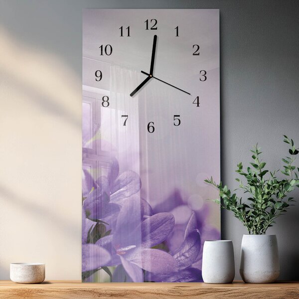Skleněné hodiny vertikální Květ zsppc-30x60-00172249