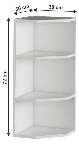Horní kuchyňský regál, rohový Janne Typ 3 (bílá)