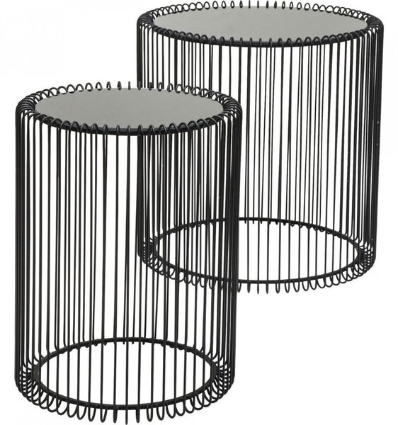 Kare Design Set dvou černých kovových odkládacích stolků Wire 44/32,5 cm
