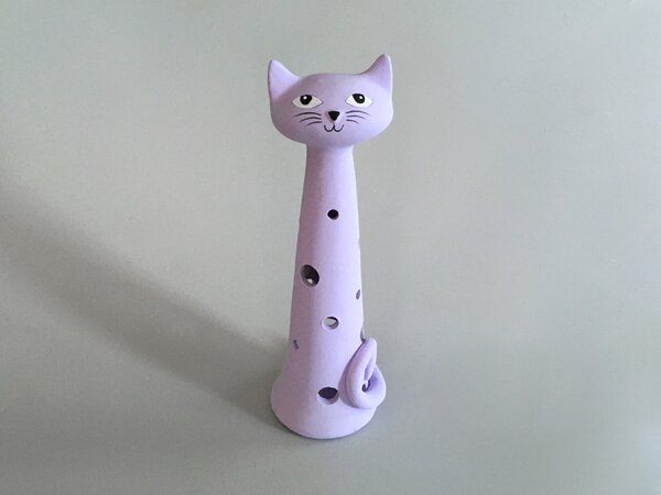 Kočka Ágnes - malá na svíčku - fialová Keramika Andreas