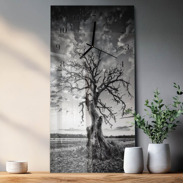 Skleněné hodiny vertikální Strom zsppc-30x60-00057557