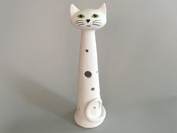 Kočka Ágnes - velká na svíčku - Bílá Keramika Andreas