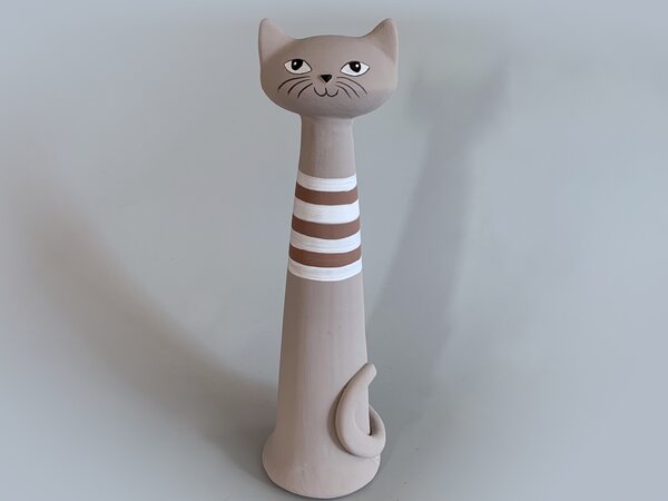 Kočka Ágnes - cappuccinová pruhovaná - velká Keramika Andreas
