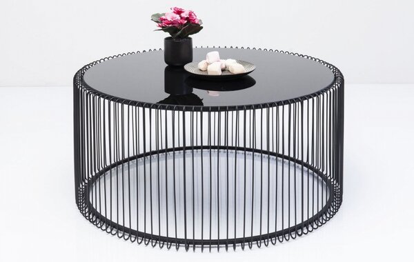 Kare Design Černý kovový konferenční stolek Wire Uno 80 cm