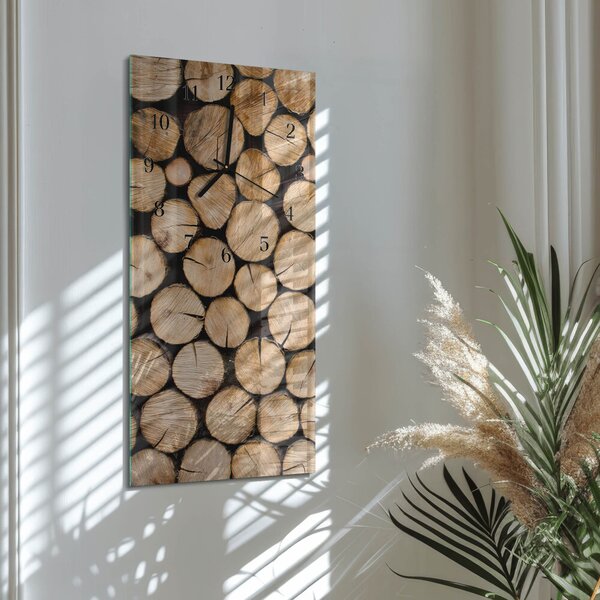 Skleněné hodiny vertikální Dřevěné trámy zsppc-30x60-00171599