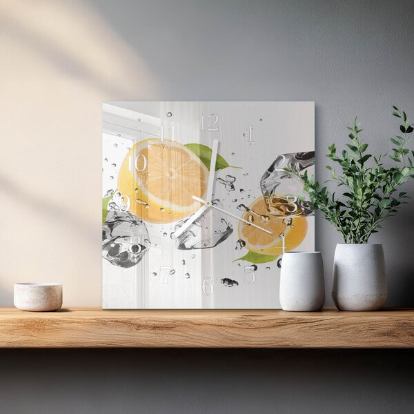 Skleněné hodiny Citronová zskb-30x30-00084688