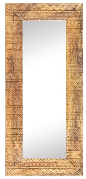 Ručně vyřezávané zrcadlo 110 x 50 x 2,5 cm masivní mangovník