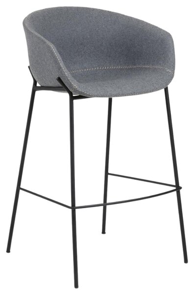 Šedá látková barová židle Kave Home Yvette 74 cm