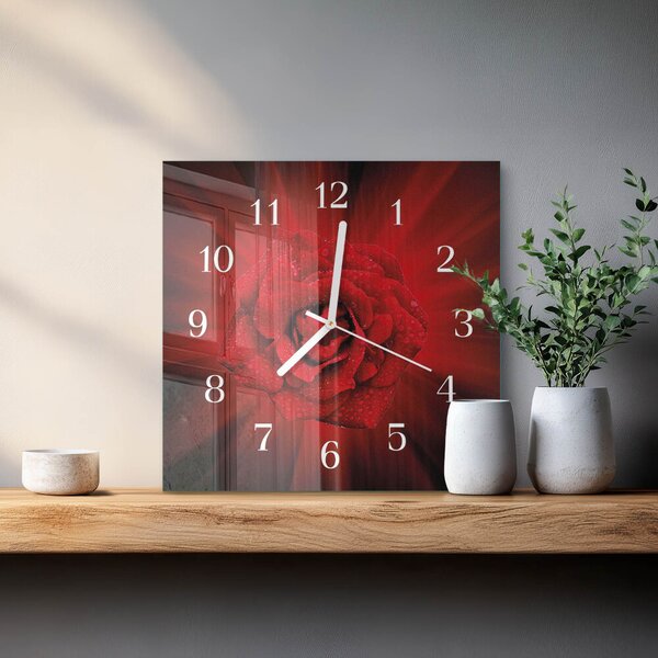 Skleněné hodiny Růže zskb-30x30-00080806