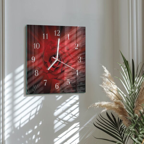 Skleněné hodiny Růže zskb-30x30-00080806