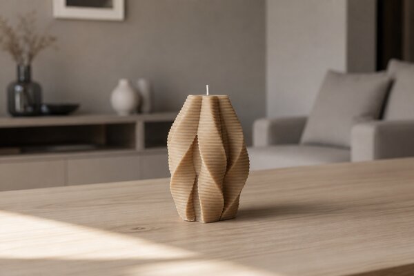 Sójová svíčka Vlnka, oříškově hnědá | Designová dekorace