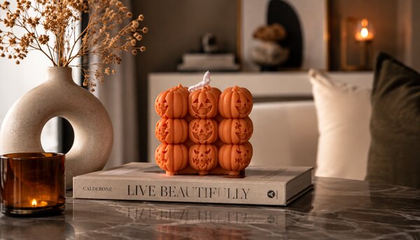 Sójová svíčka Halloween dýně, oranžová | Podzimní dekorace
