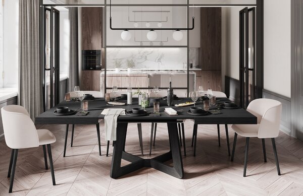 -25 % Dny MOMENTI– Černý dubový rozkládací jídelní stůl Windsor & Co Nodi 130/230 x 130 cm