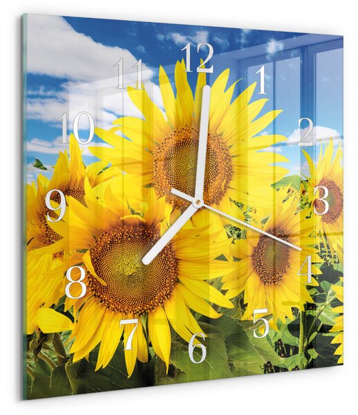 Skleněné hodiny Slunečnice zskb-30x30-00087358