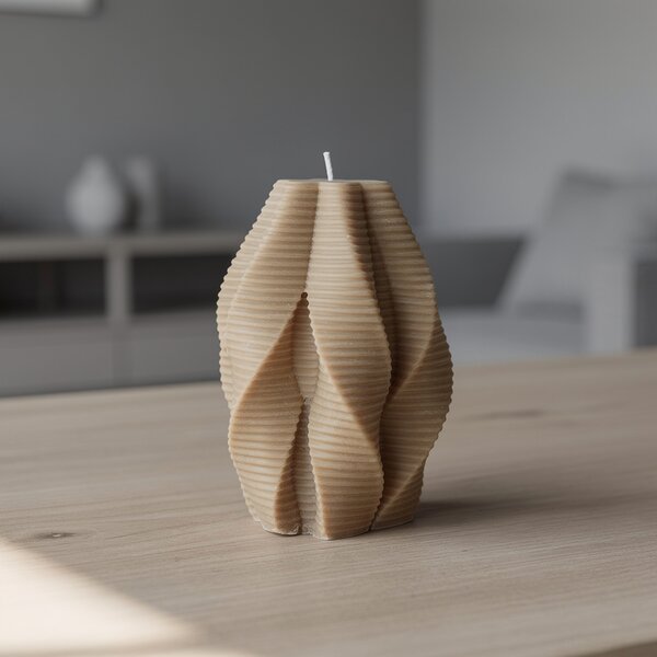 Sójová svíčka Vlnka, oříškově hnědá | Designová dekorace