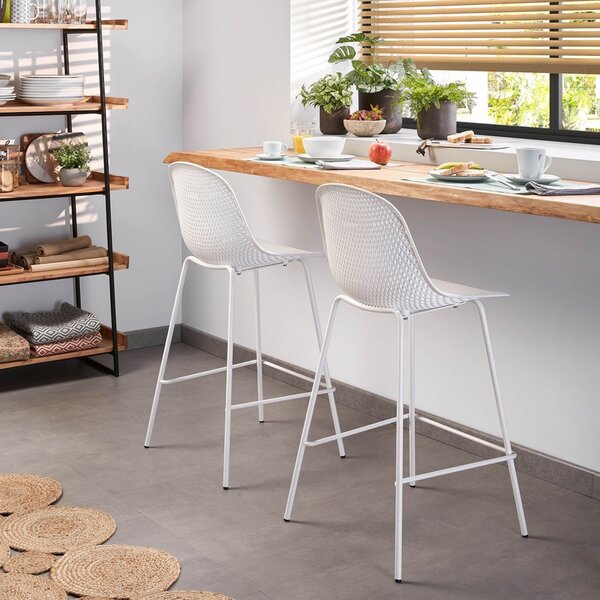 Kave Home Bílá plastová barová židle Quinby 75 cm