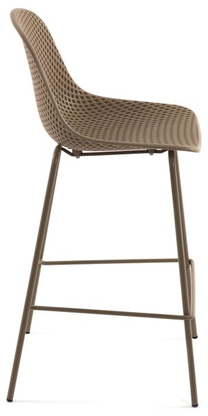 Kave Home Béžová plastová barová židle Quinby 75 cm