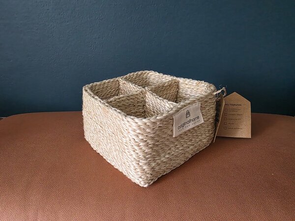 Original Home Jutový košík na příbory 16 × 16 × 10 cm | Přírodní organizér