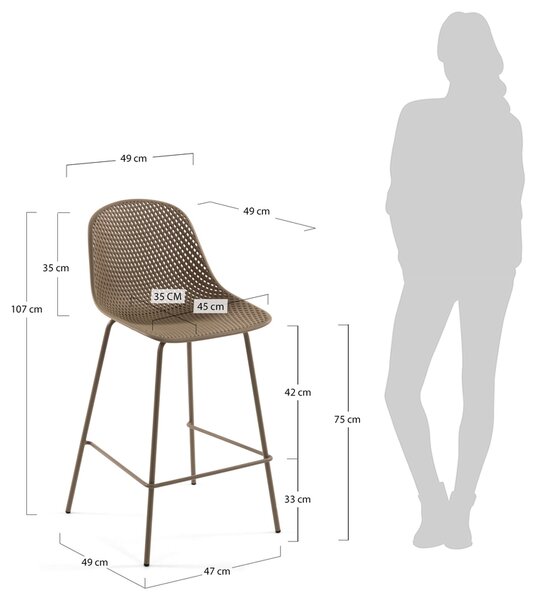 Kave Home Béžová plastová barová židle Quinby 75 cm