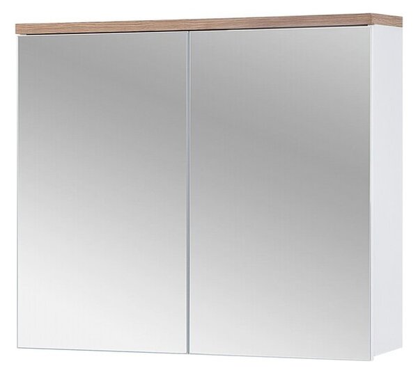 Comad Koupelnová sestava Bali 80 cm se zápustným umyvadlem, skříňkami a zrcadlem bílá/dub wotan
