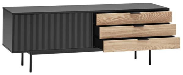 Černý lakovaný TV stolek Teulat Sierra 140 x 40 cm