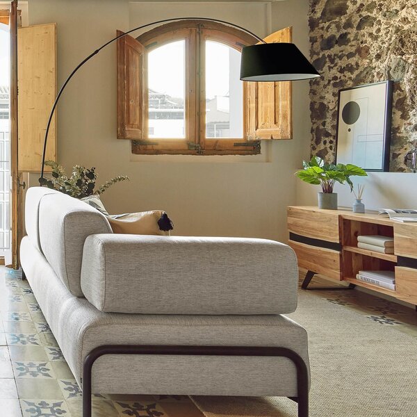 Černá bavlněná stojací lampa Kave Home May 189-220 cm