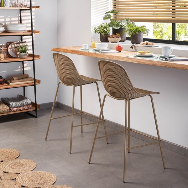 Kave Home Béžová plastová barová židle Quinby 75 cm